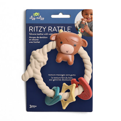 Ritzy Rattle Silicone Teether Rattles: Highland Cow