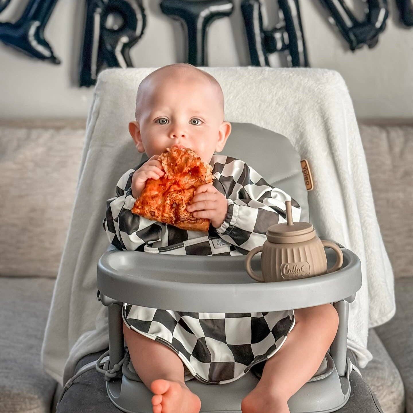 The Grayson Long Sleeve Bib - Checkered: Cloud Gray