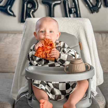 The Grayson Long Sleeve Bib - Checkered: Petal Pink