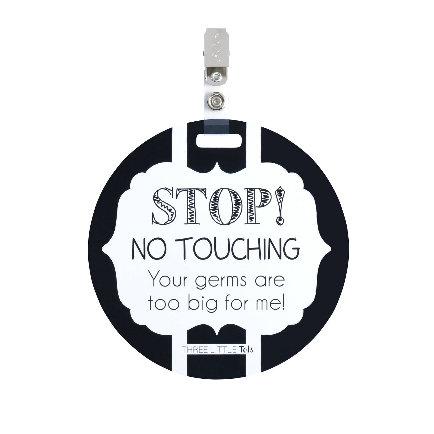 Black and White No Touching Baby Car Seat Sign Tag