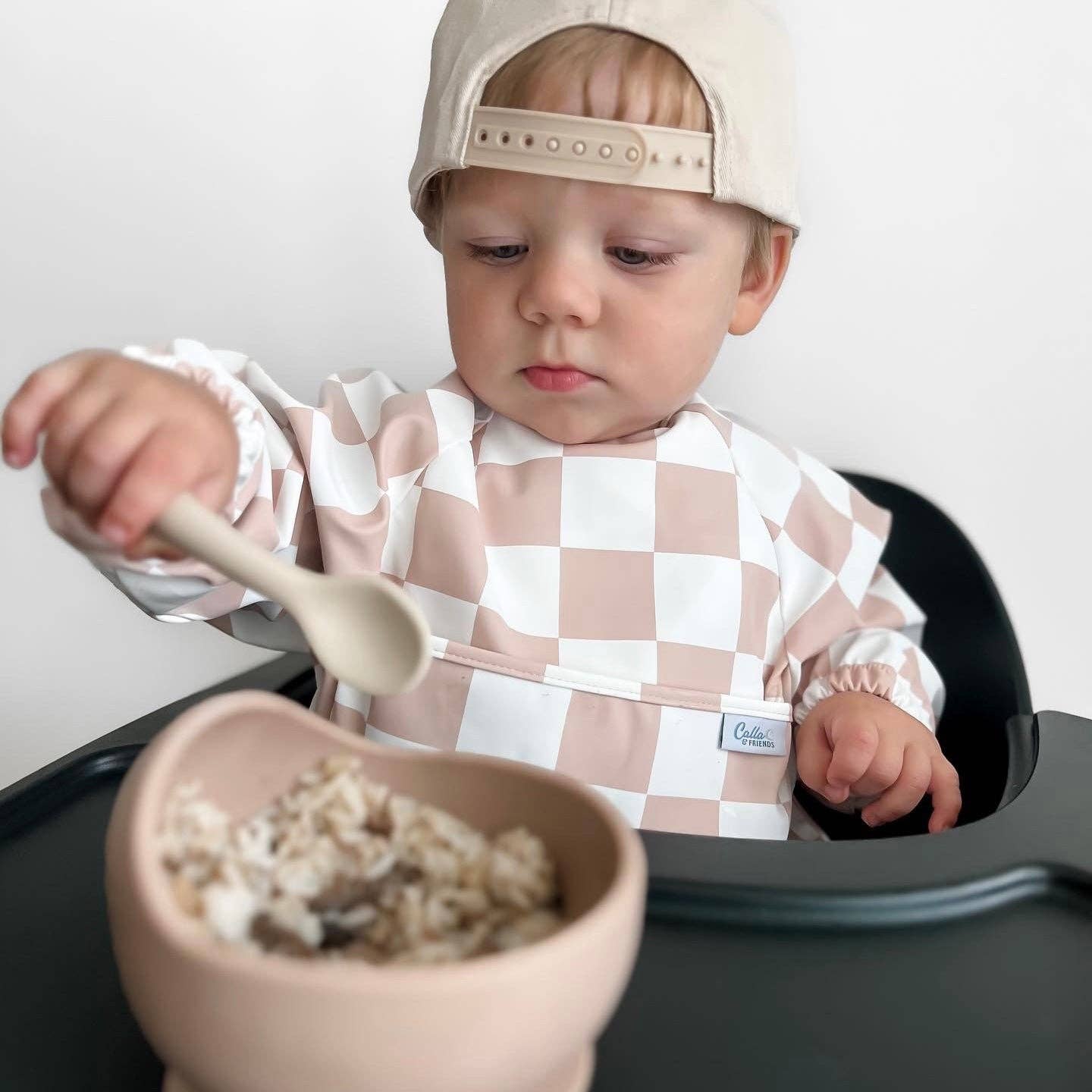 The Grayson Long Sleeve Bib - Checkered: Cloud Gray