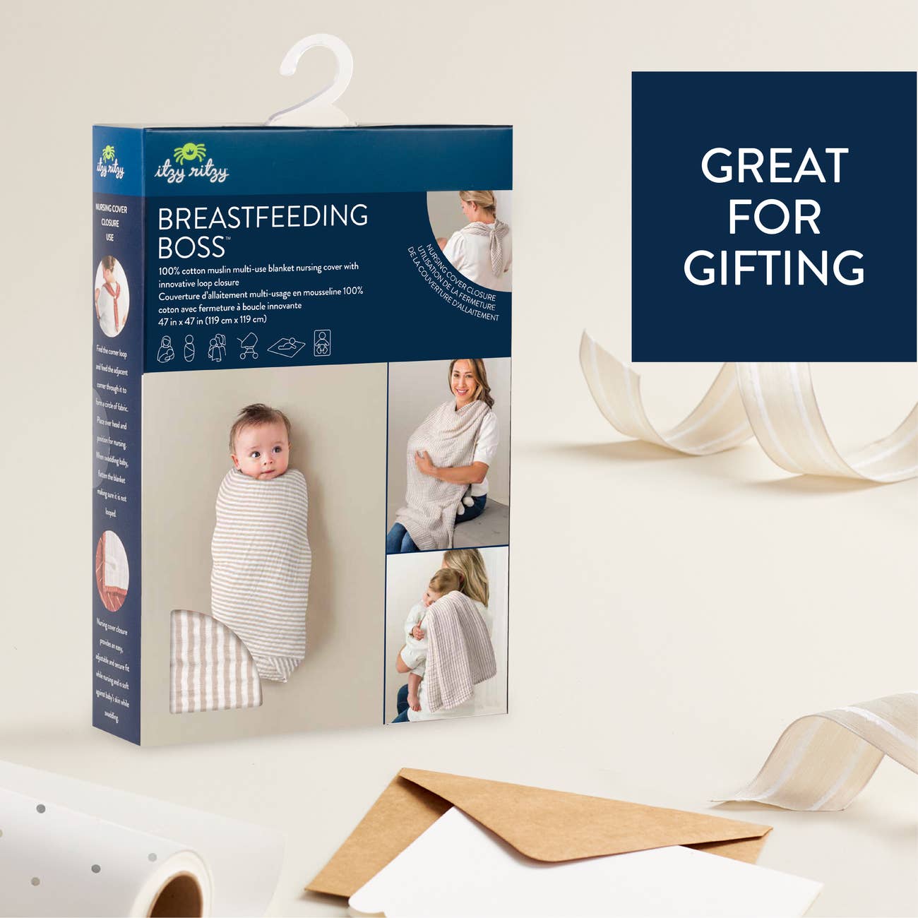 Breastfeeding Boss Nursing Cover: Chai Stripes