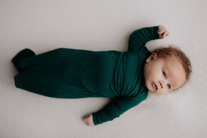 Forest Green Ribbed Knotted Gown: Gown Only