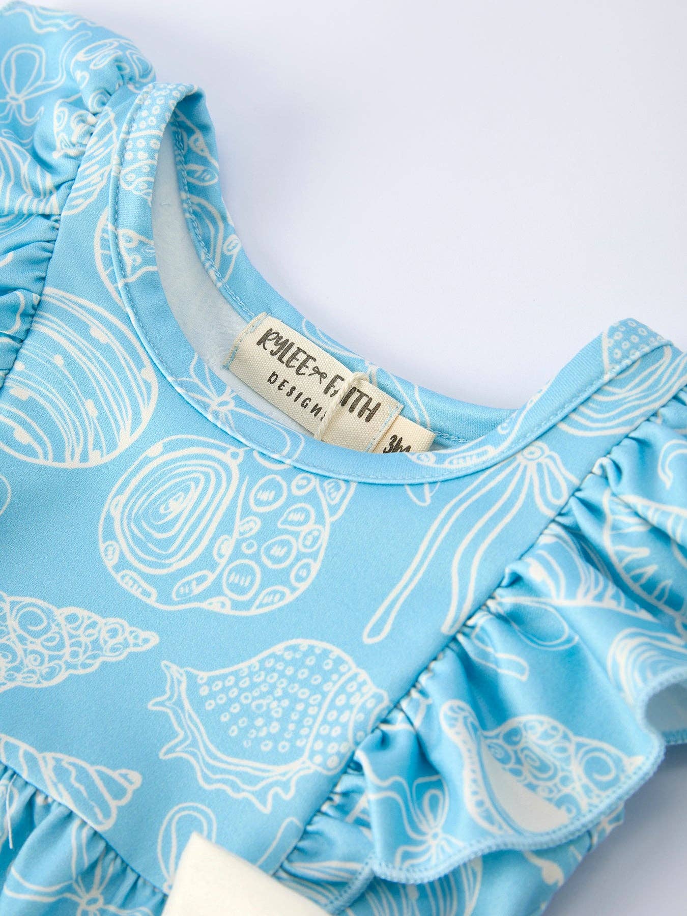 Seashells + Ocean Girls Romper Bow Ruffle