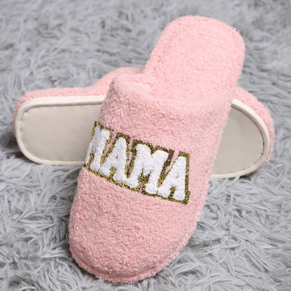 BEST MAMA Chenille Patched Home Slippers: PINK