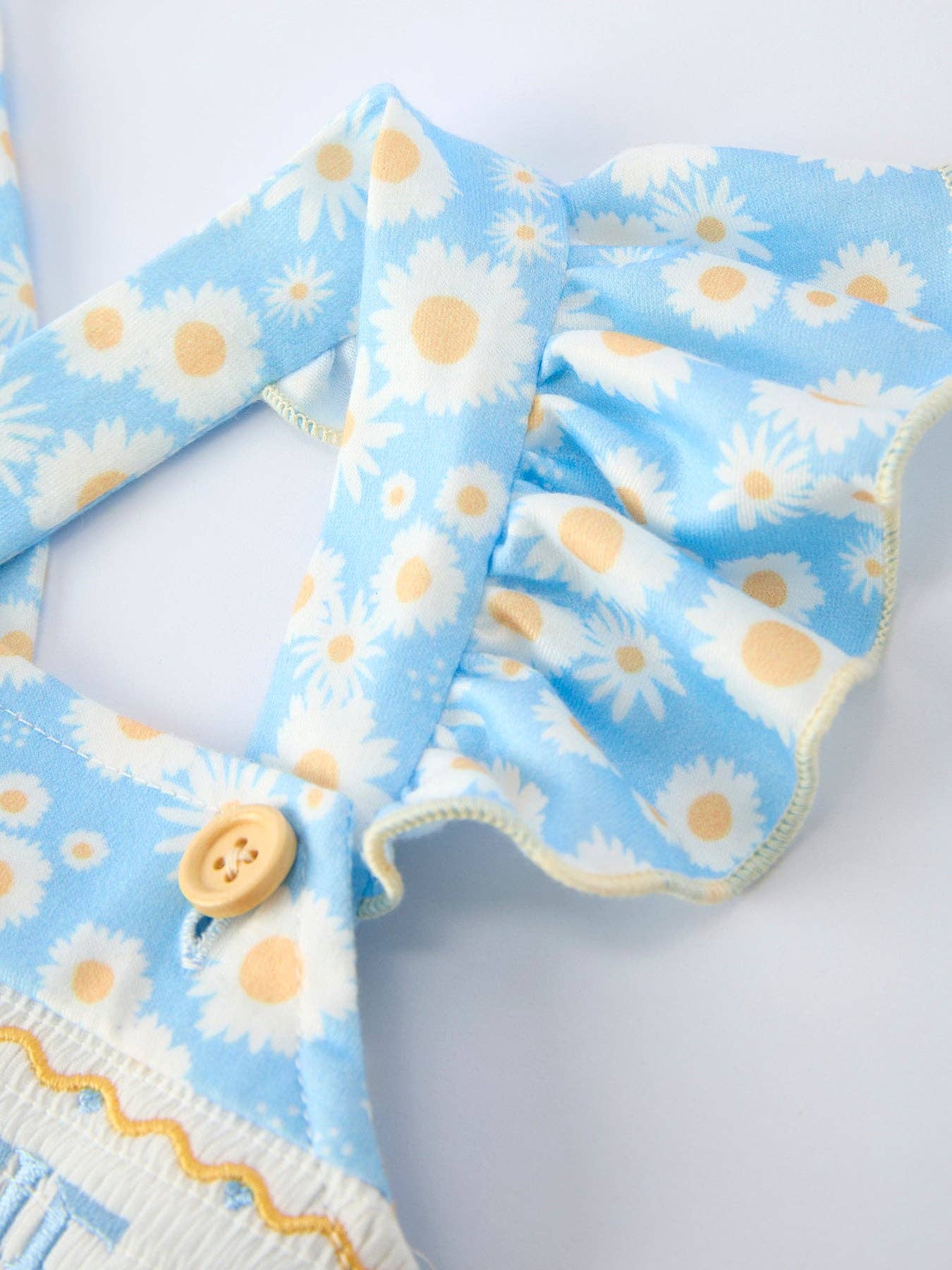 MAMA'S BESTIE Daisy Smocked Baby Girl Romper