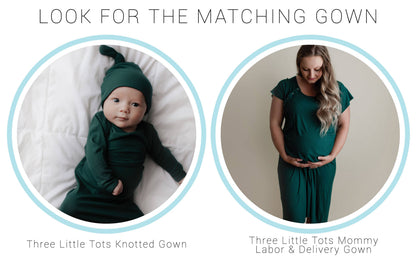 Forest Green Ribbed Knotted Gown: Gown Only
