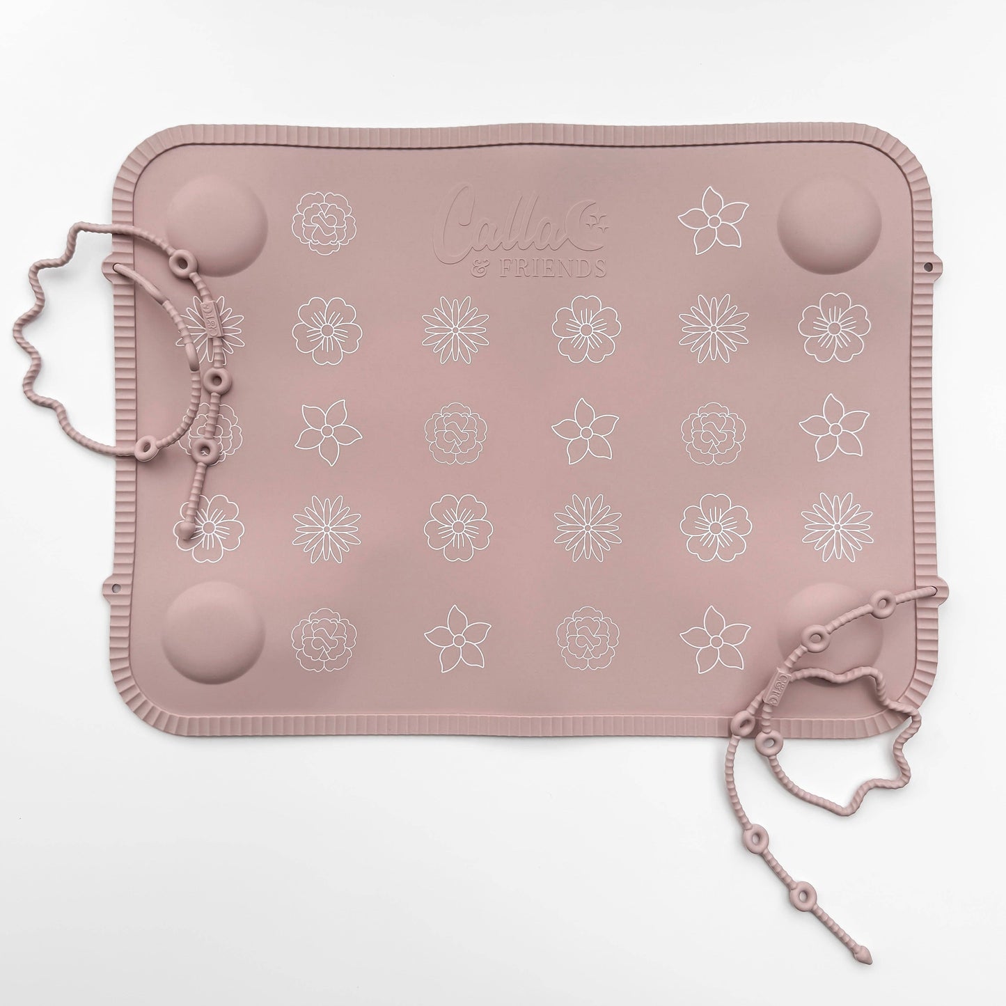 The Tidy Traveler - Petal Pink Blossom Printed Placemat Set with Travel Bag