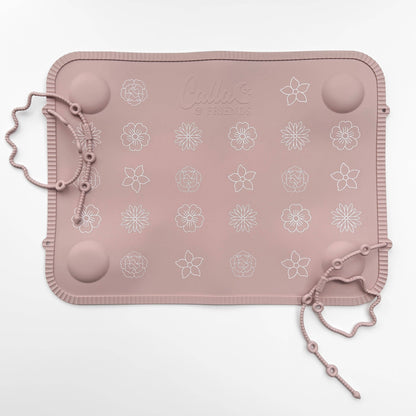 The Tidy Traveler - Petal Pink Blossom Printed Placemat Set with Travel Bag