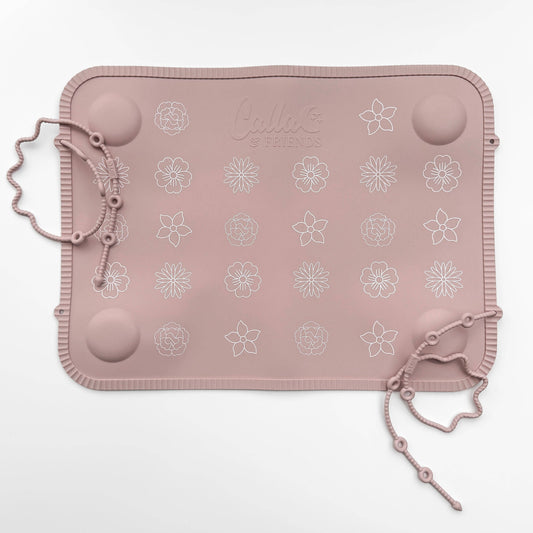 The Tidy Traveler - Petal Pink Blossom Printed Placemat Set with Travel Bag