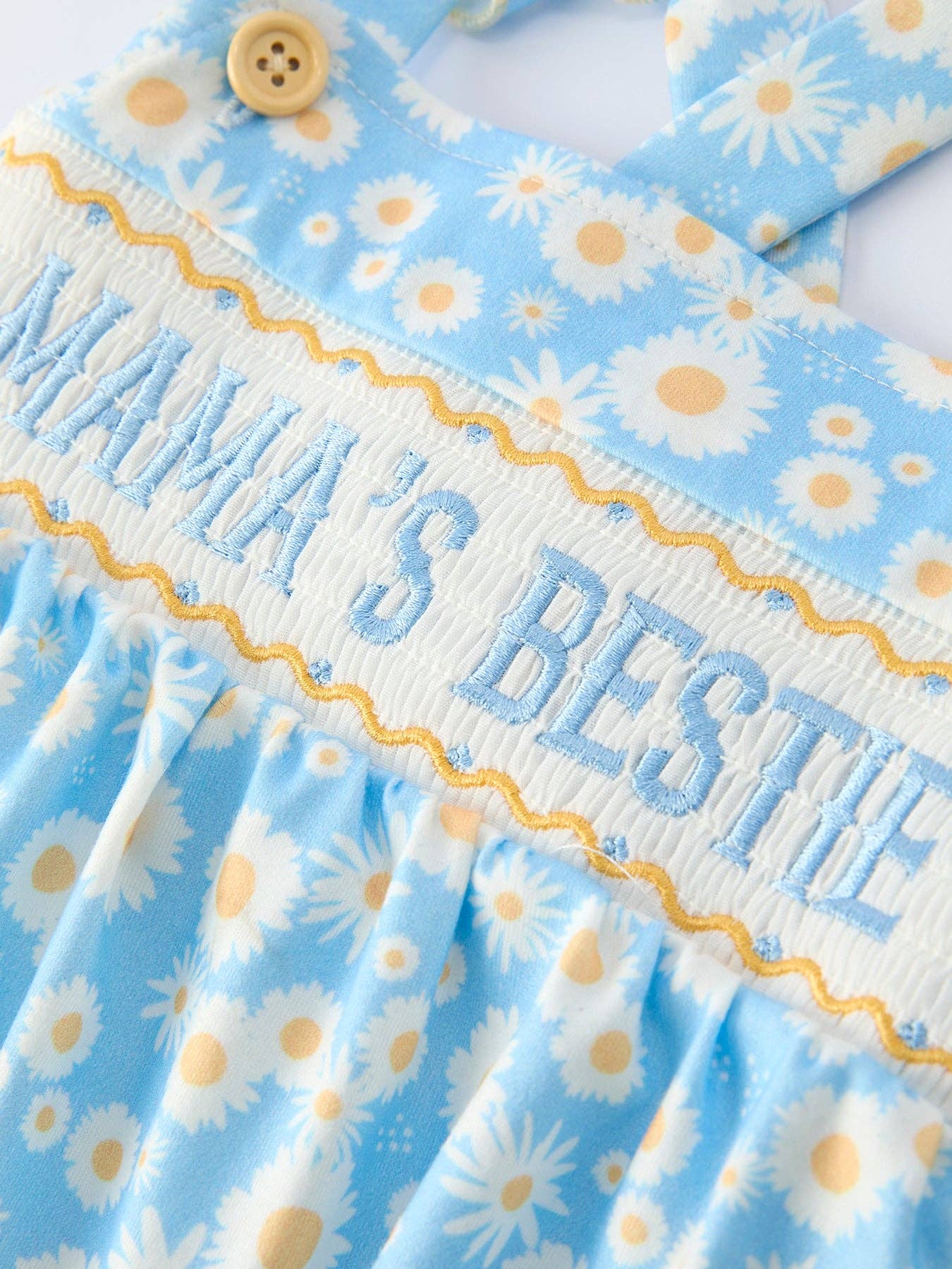 MAMA'S BESTIE Daisy Smocked Baby Girl Romper
