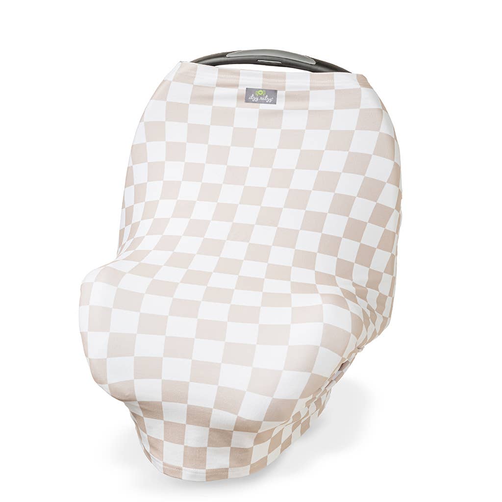 Taupe Checkerboard Mom Boss 4-in-1 multi-use cover - Nursing
