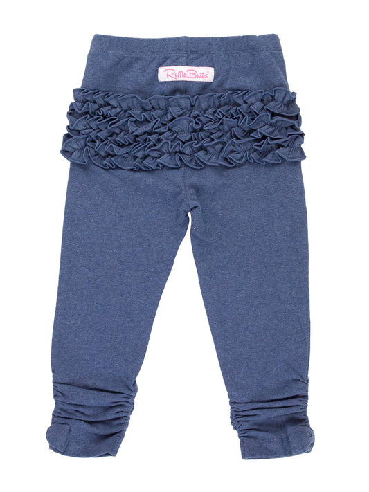 Baby Girls Faux Denim Ruched Bow Leggings