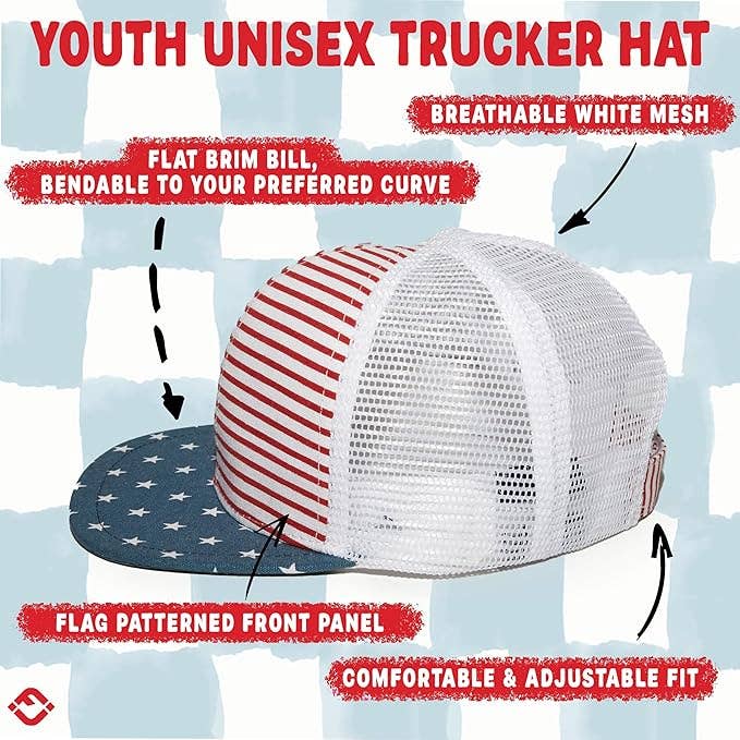 USA Flat Brim Snapback Hat - Kids