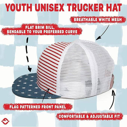 USA Flat Brim Snapback Hat - Kids
