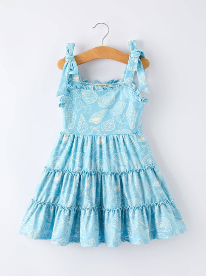 Seashells + Ocean Girls Tiered Ruffle Dress