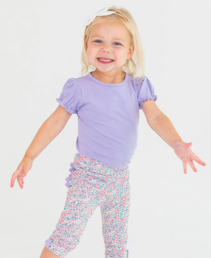 Baby Girls Lavender Knit Puff Short Sleeve Bodysuit