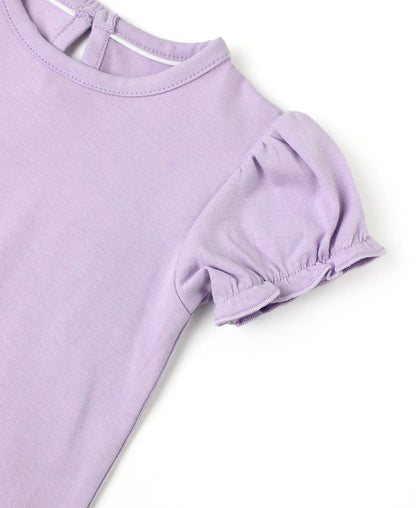Baby Girls Lavender Knit Puff Short Sleeve Bodysuit