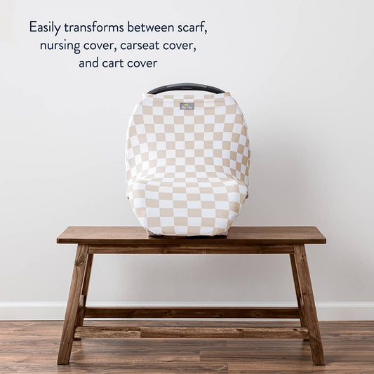 Taupe Checkerboard Mom Boss 4-in-1 multi-use cover - Nursing