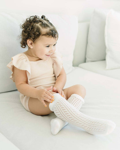 Ruffle Top Knee High Socks: One Size
