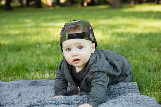 Black & Camo Mesh Snapback Hat - Kids