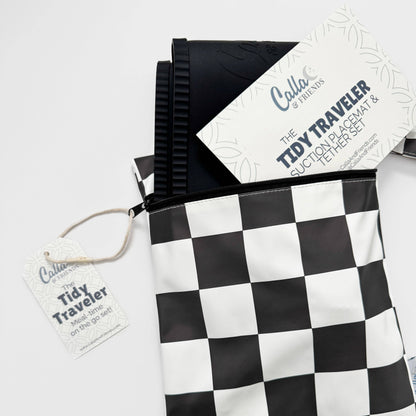 The Tidy Traveler - Solid Placemat Set: Black Checkered