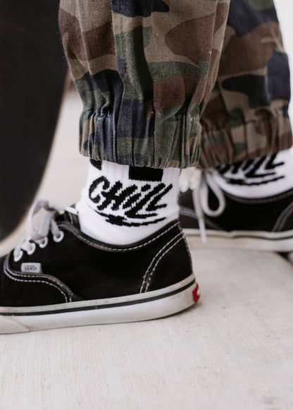 Chill Crew Socks White
