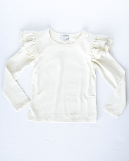 Cream Ruffle Shoulder Top