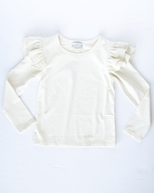 Cream Ruffle Shoulder Top