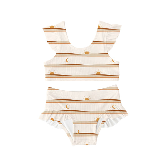 Golden Hour Ribbed Ruffle Bikini - UPF 50