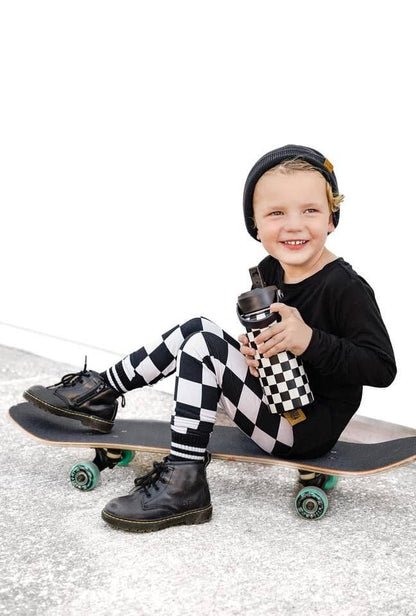 Black Checker 16 Oz Water Bottle