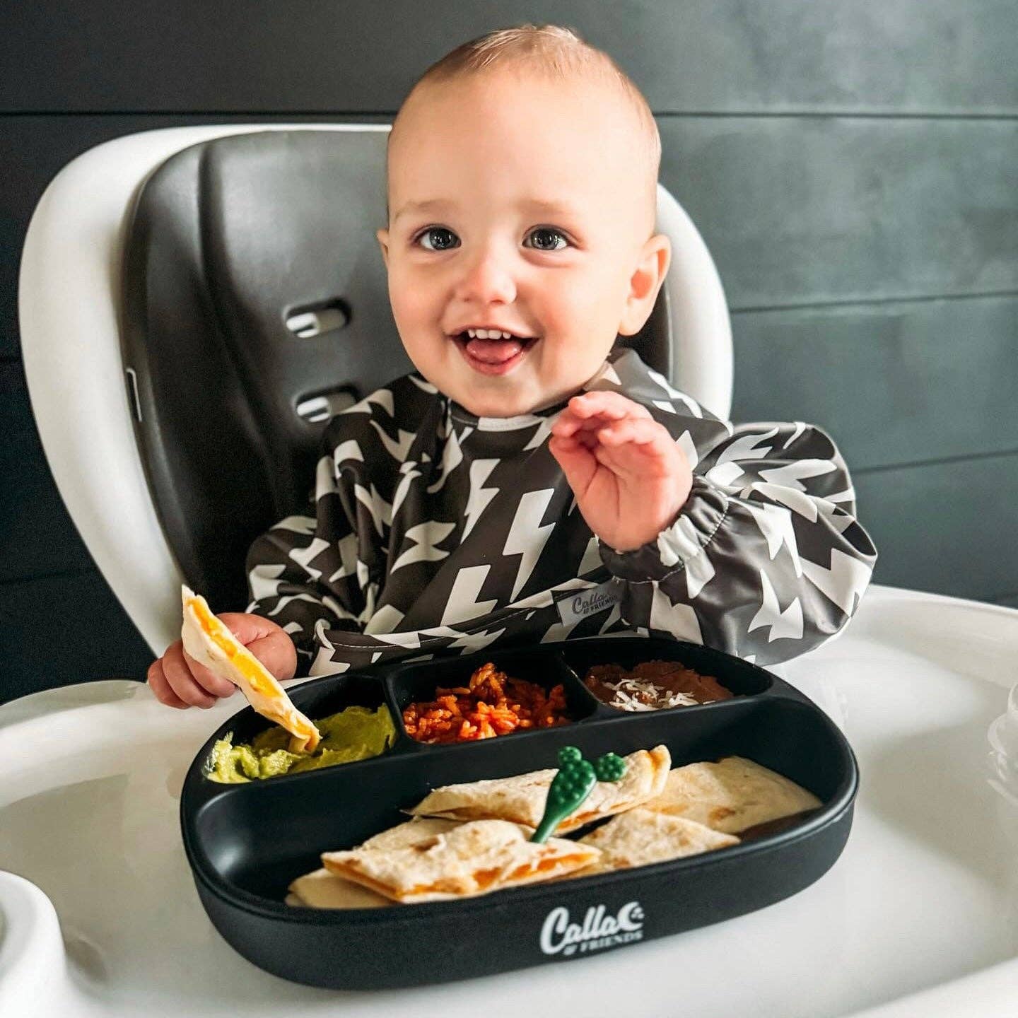The Grayson Long Sleeve Bib - Lightning Bolts: Blackout