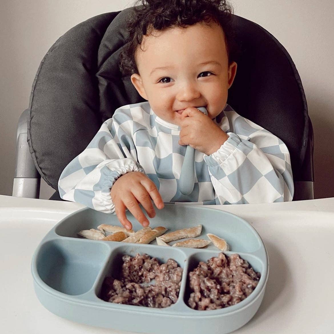 The Grayson Long Sleeve Bib - Checkered: Cloud Gray
