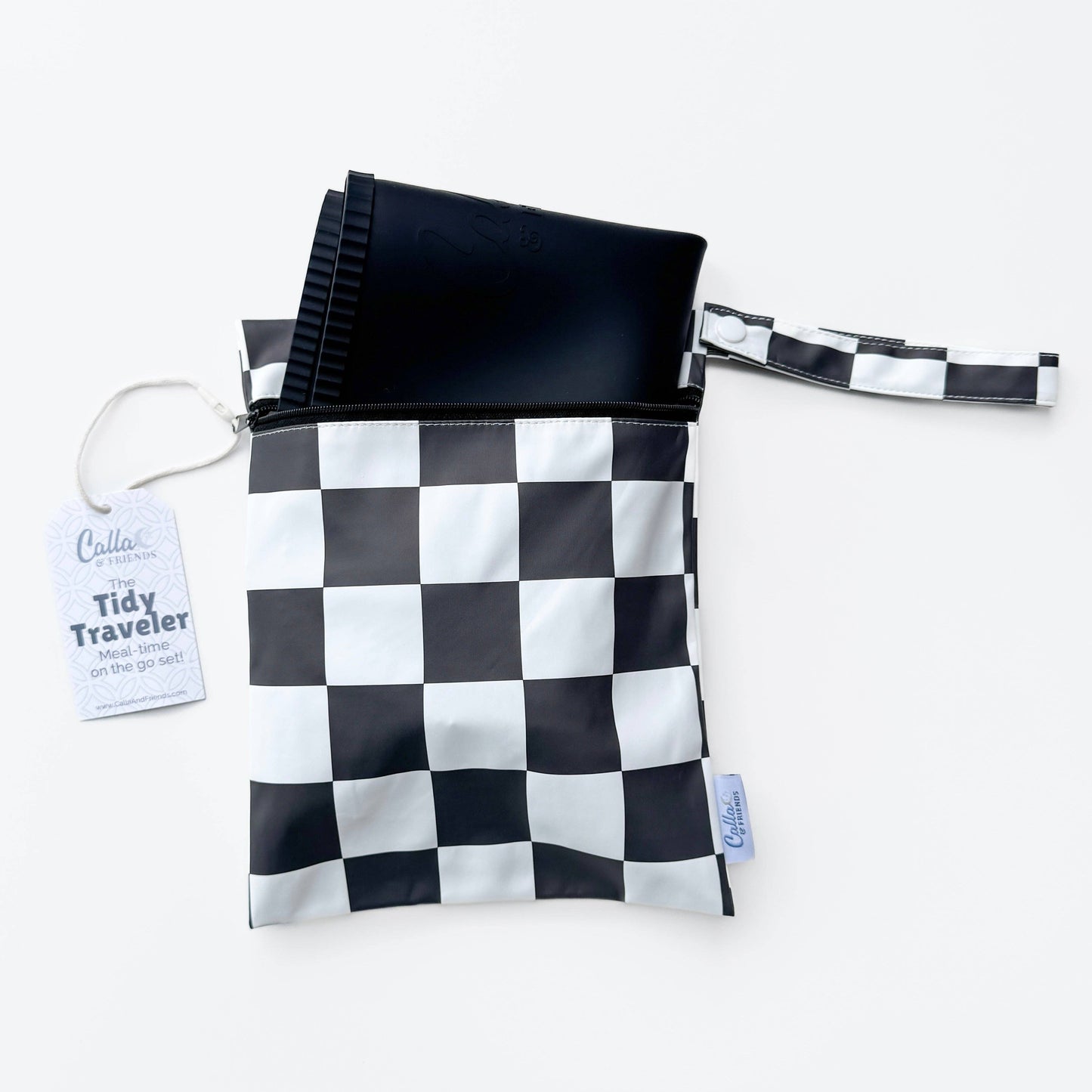 The Tidy Traveler - Solid Placemat Set: Black Checkered