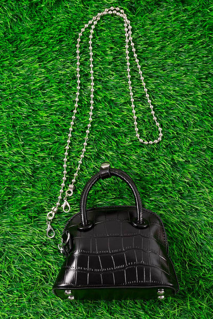 Black Textured Girls Mini Purse