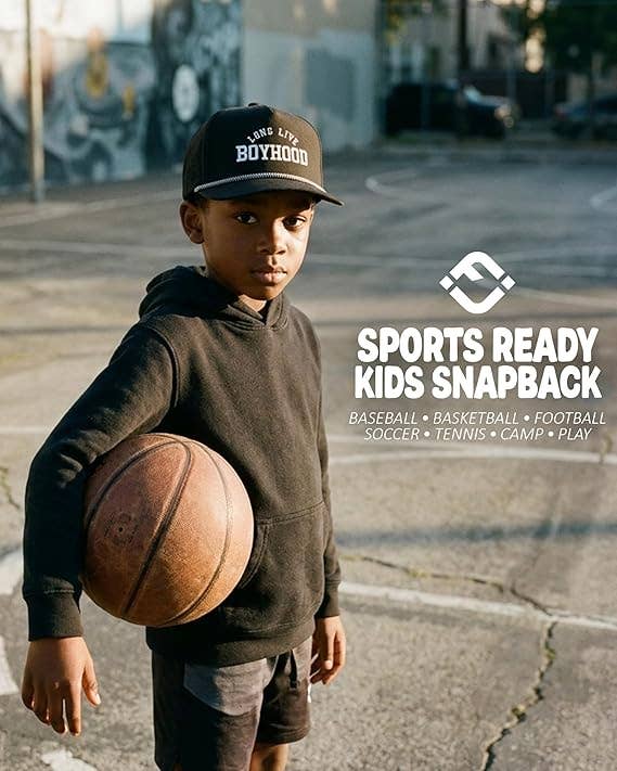 Black Long Live Boyhood Water Resistant Snapback Hat - Boys