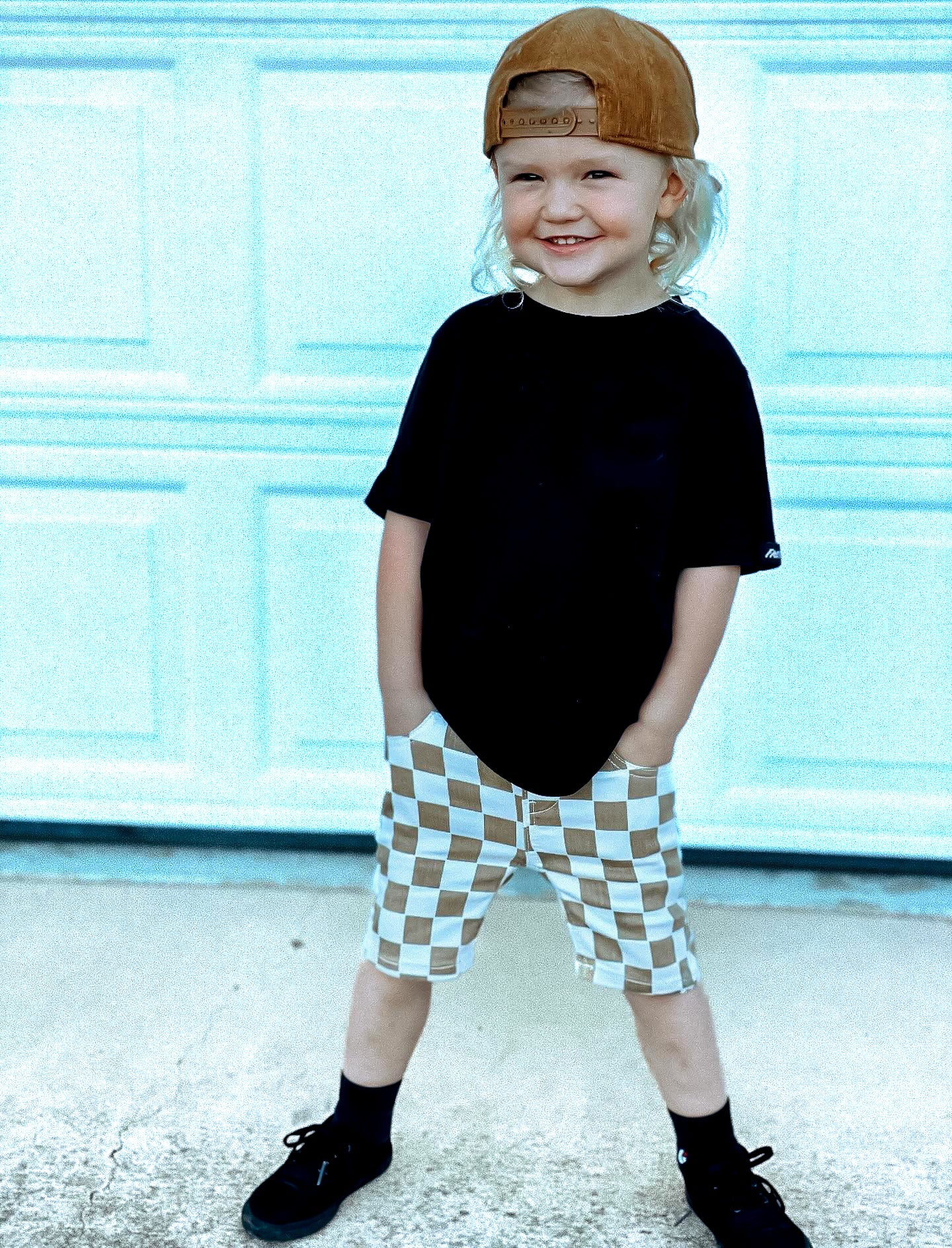 DENIM SHORTS - CHECKERS