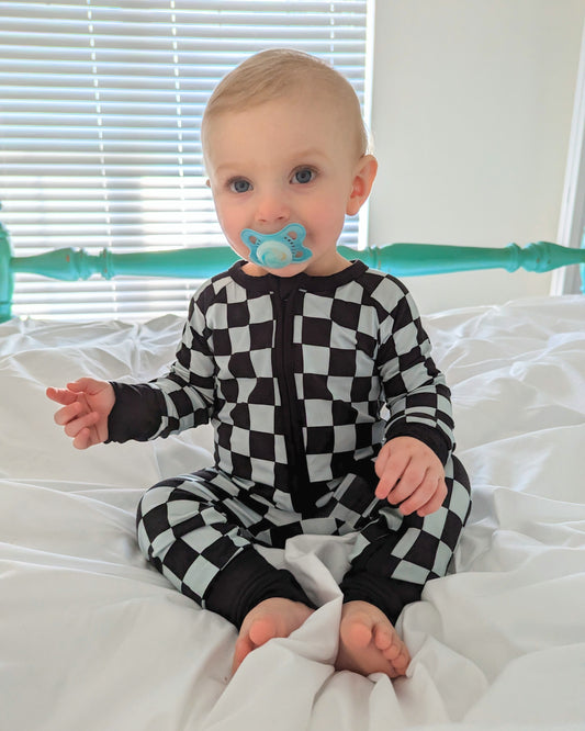 Check Magnet Bamboo Romper Footie
