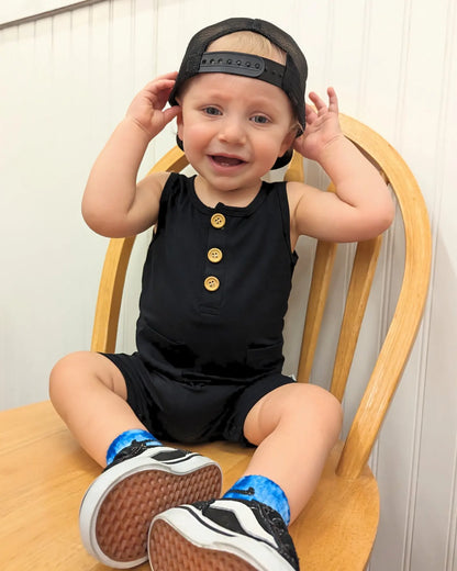 Black Shortie Bamboo Romper