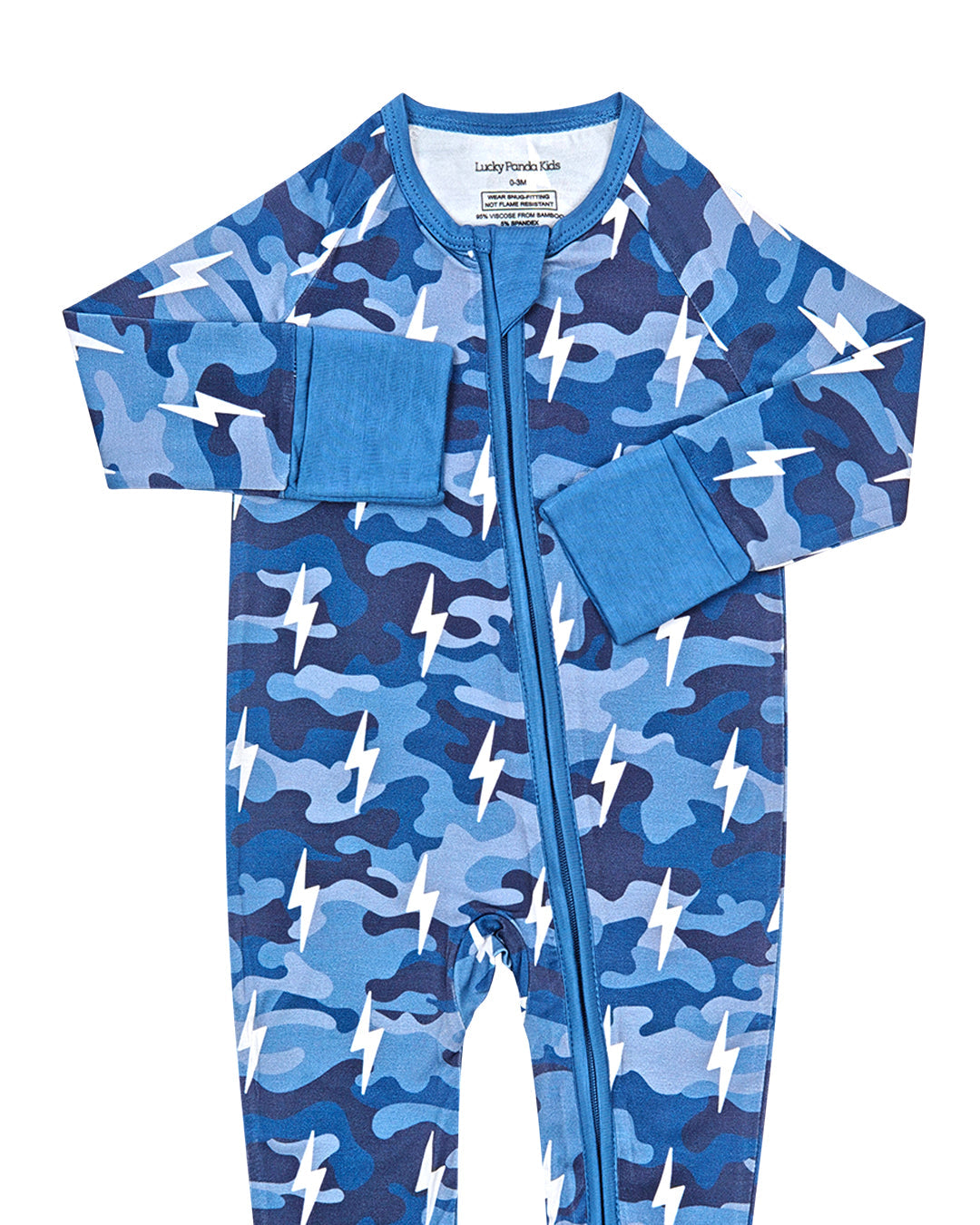Bamboo Zip Romper | Blue Camo Bolts - COLLECTIVE