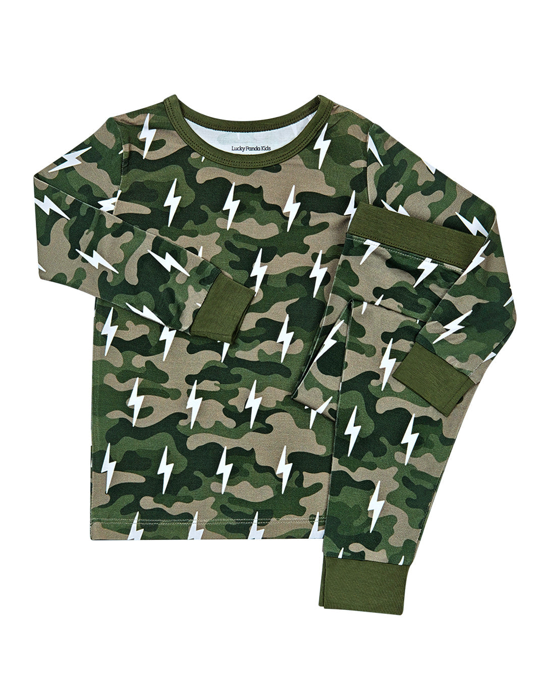 Bamboo Two Piece Set | Green Camo Bolts - COLLECTIVE