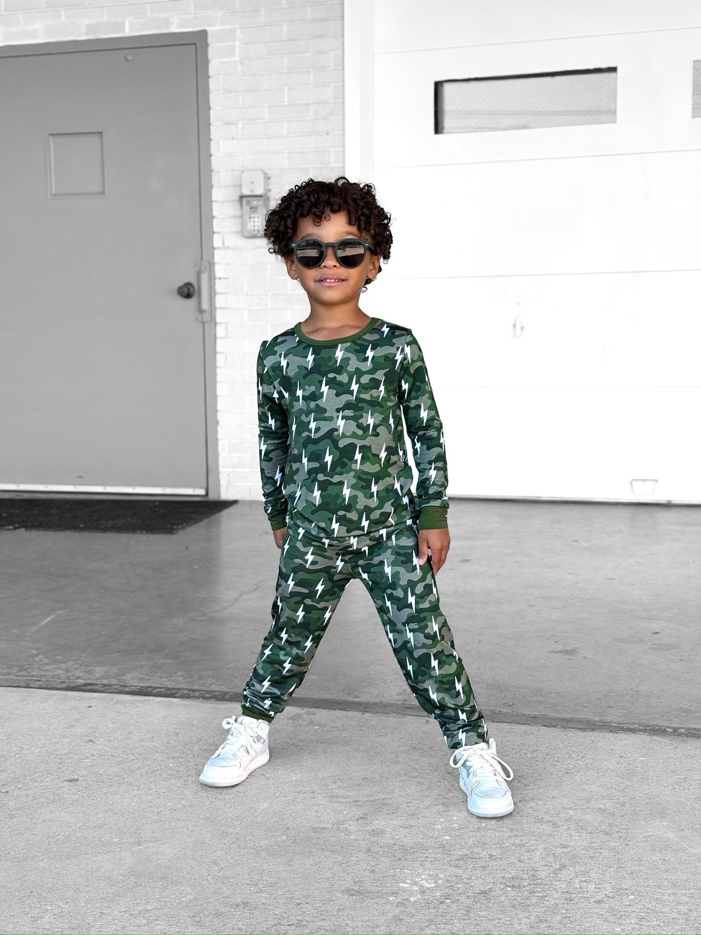 Bamboo Two Piece Set | Green Camo Bolts - COLLECTIVE