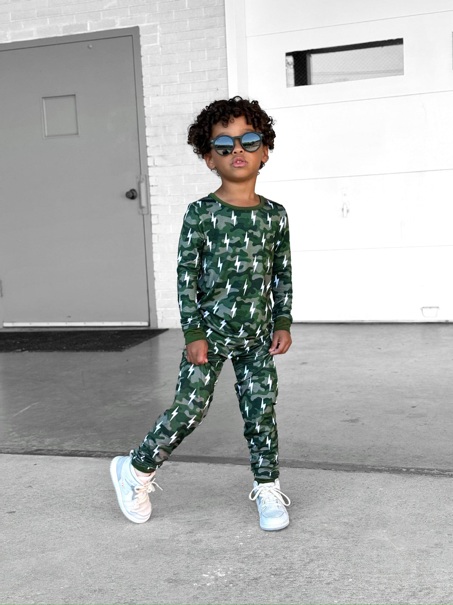 Bamboo Two Piece Set | Green Camo Bolts - COLLECTIVE