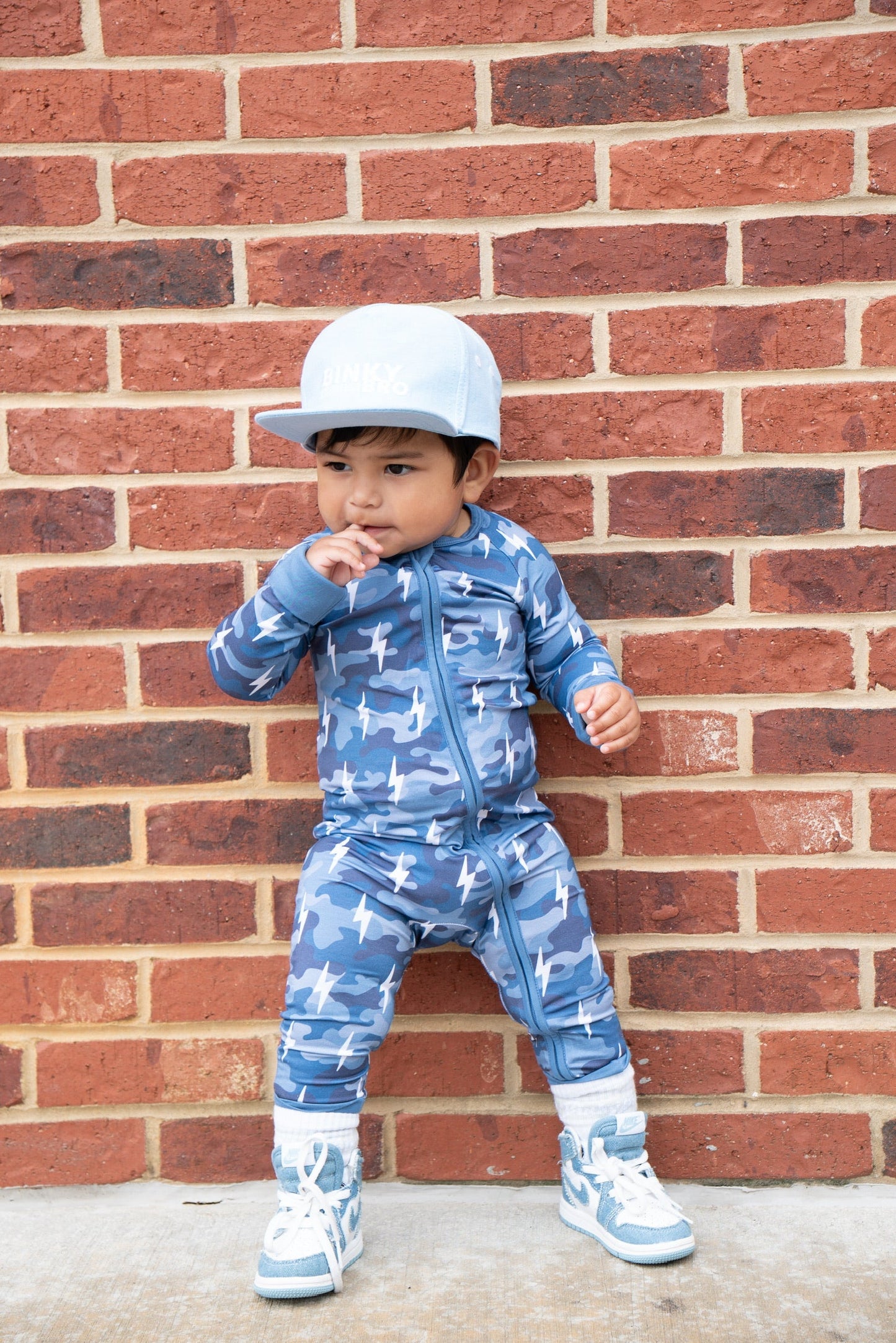 Bamboo Zip Romper | Blue Camo Bolts - COLLECTIVE