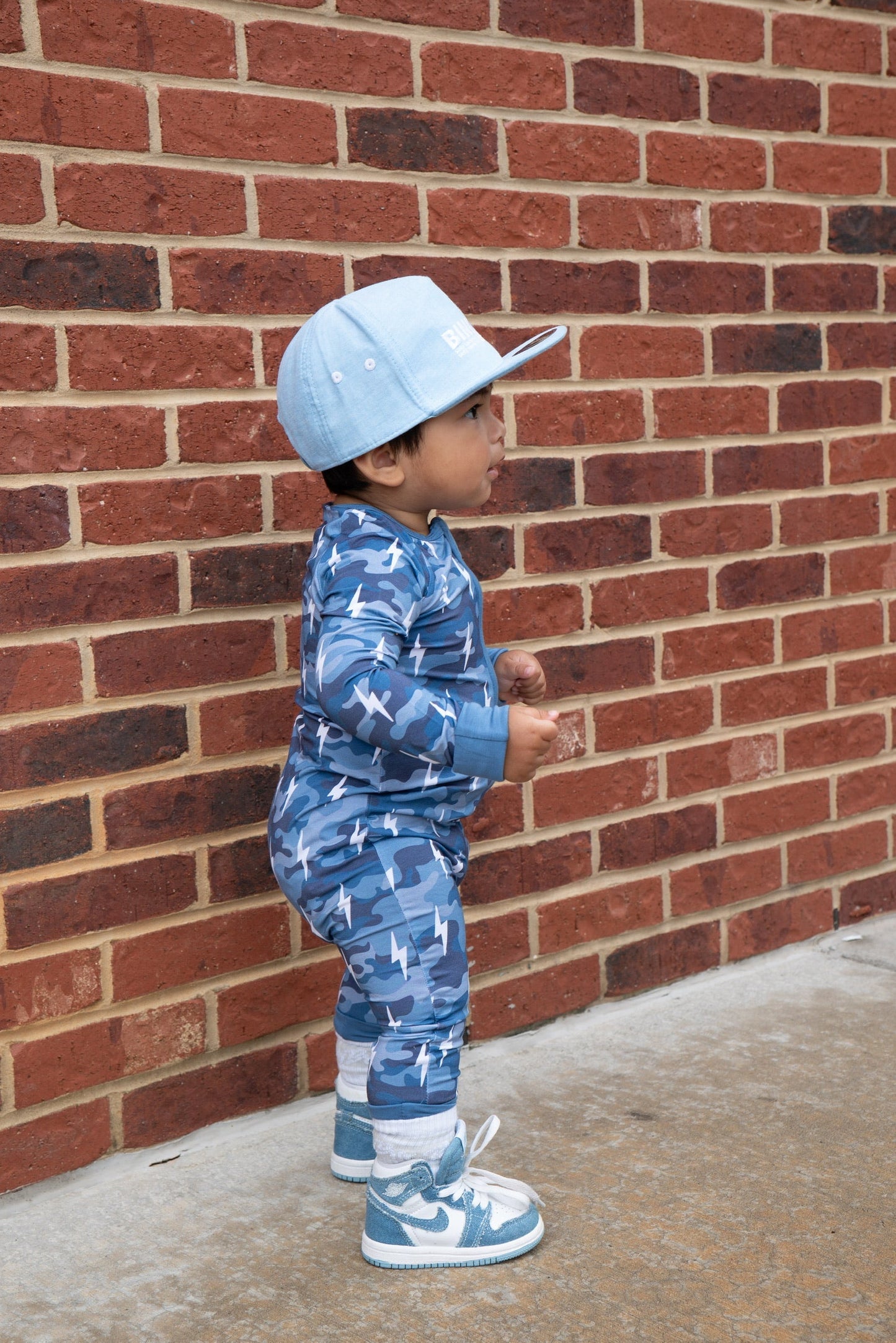 Bamboo Zip Romper | Blue Camo Bolts - COLLECTIVE