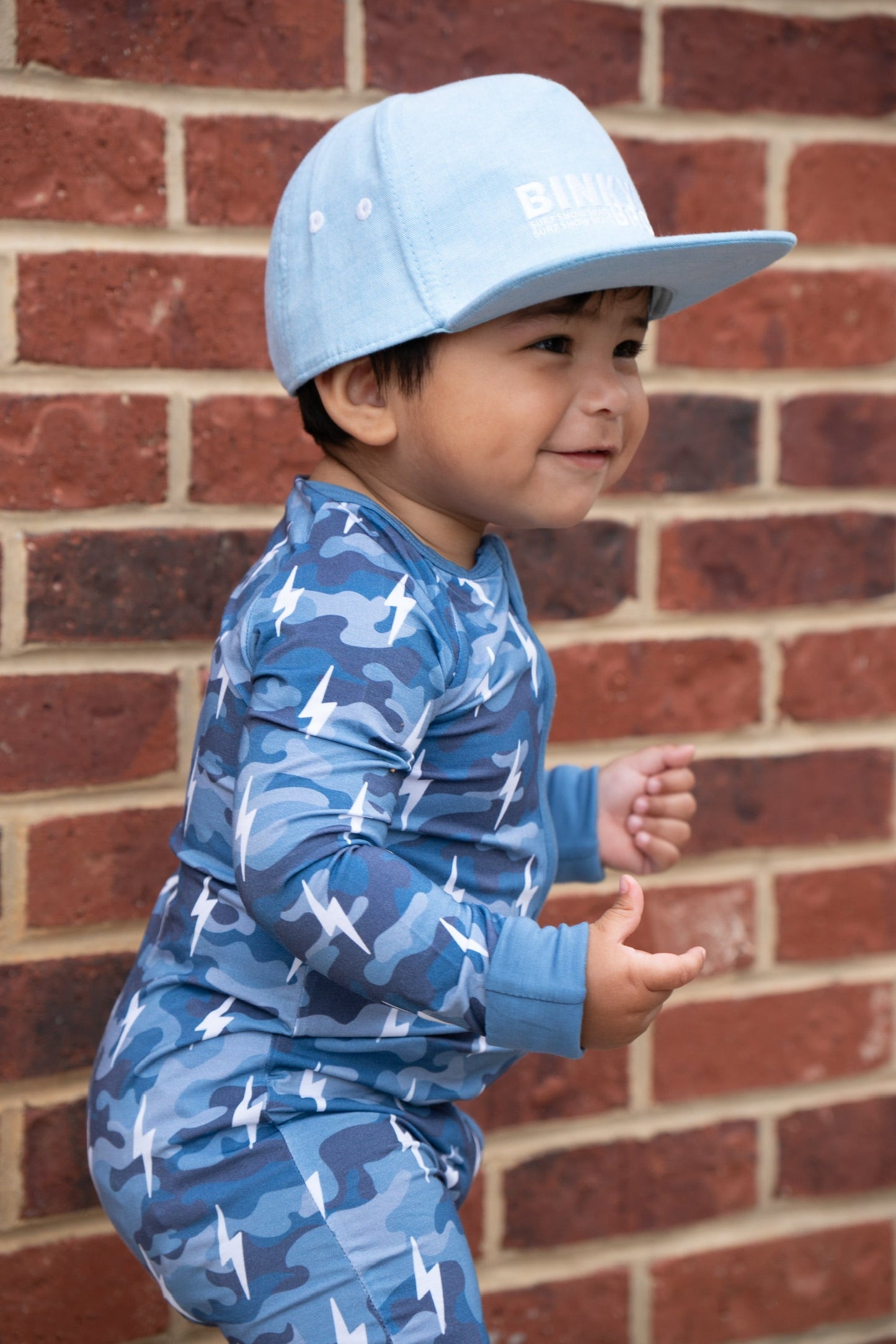 Bamboo Zip Romper | Blue Camo Bolts - COLLECTIVE