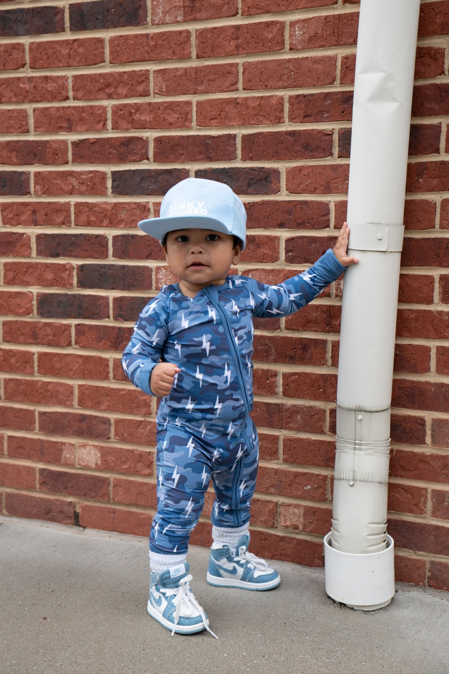 Bamboo Zip Romper | Blue Camo Bolts - COLLECTIVE