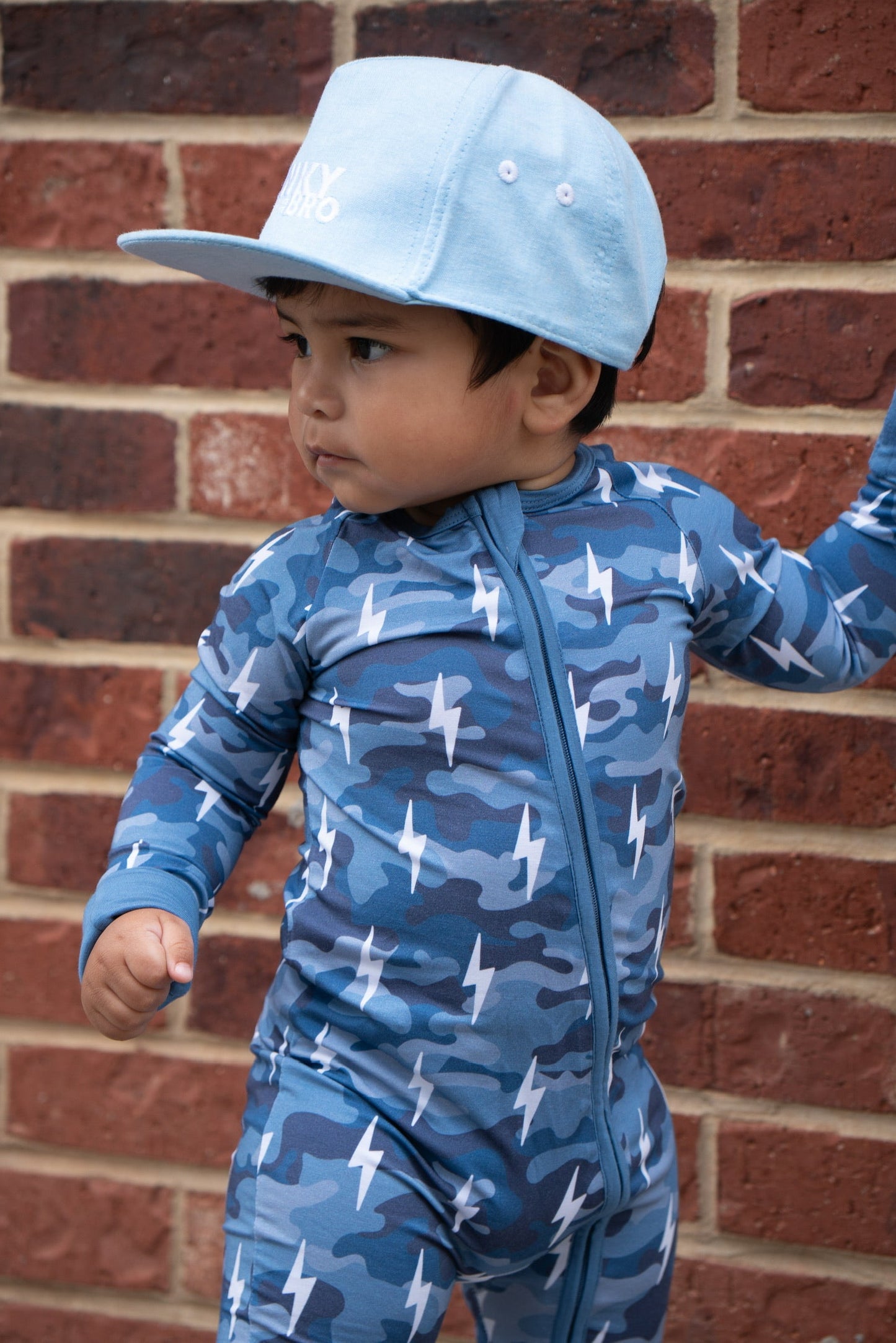 Bamboo Zip Romper | Blue Camo Bolts - COLLECTIVE