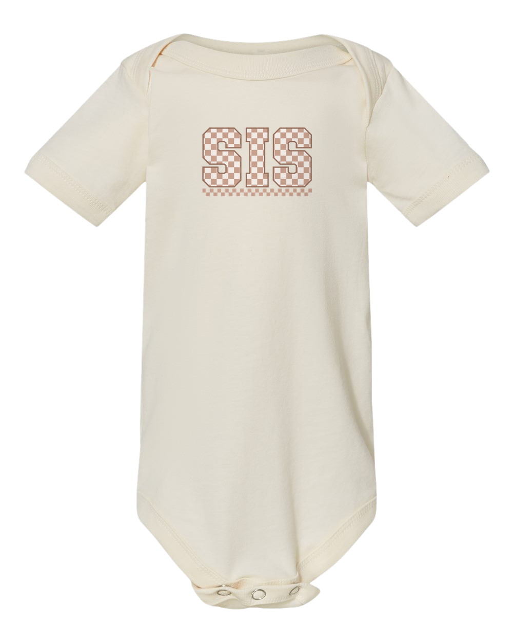 Beige Checkered Sis Matching Infant and Toddler Tee