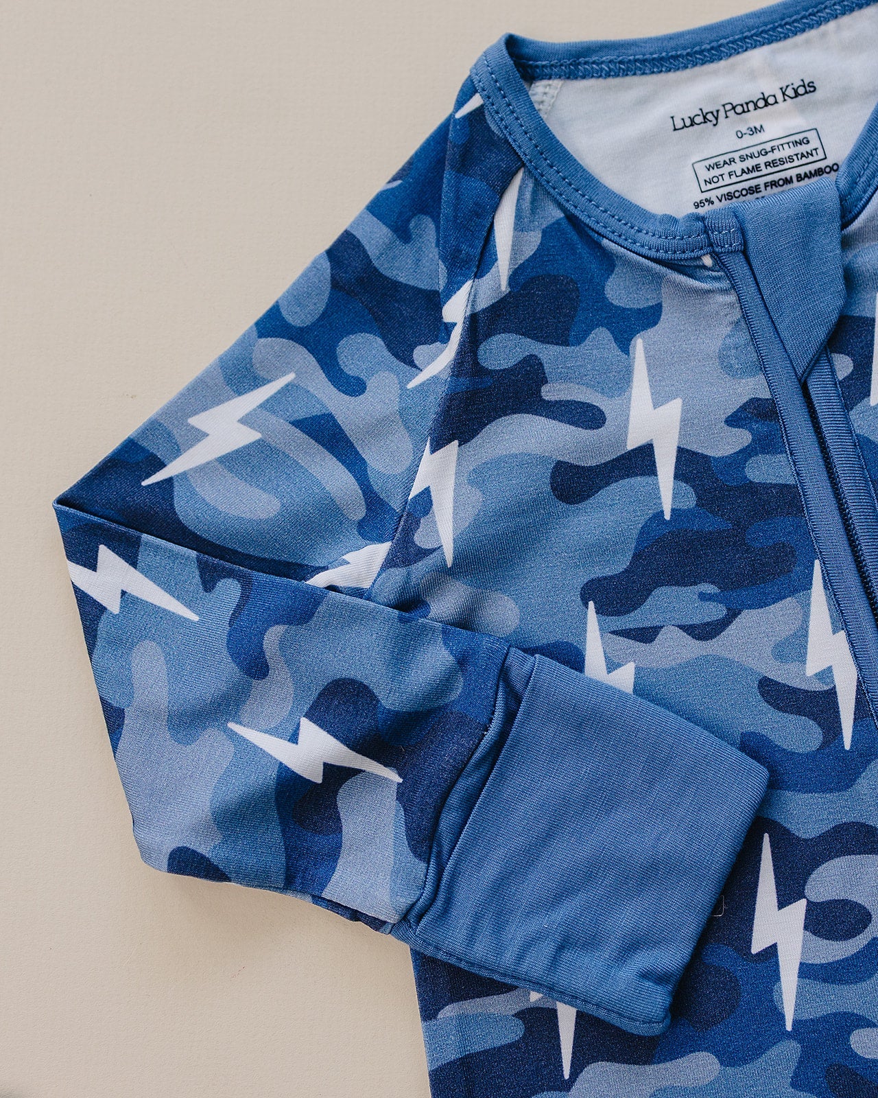 Bamboo Zip Romper | Blue Camo Bolts - COLLECTIVE